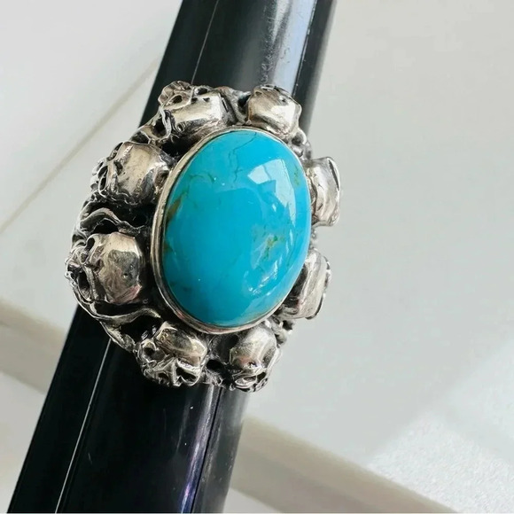 Handmade Sterling Silver Turquoise Skull - Picture 7 of 9